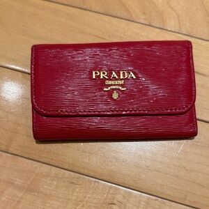 Prada Scarlet Textured Key Holder